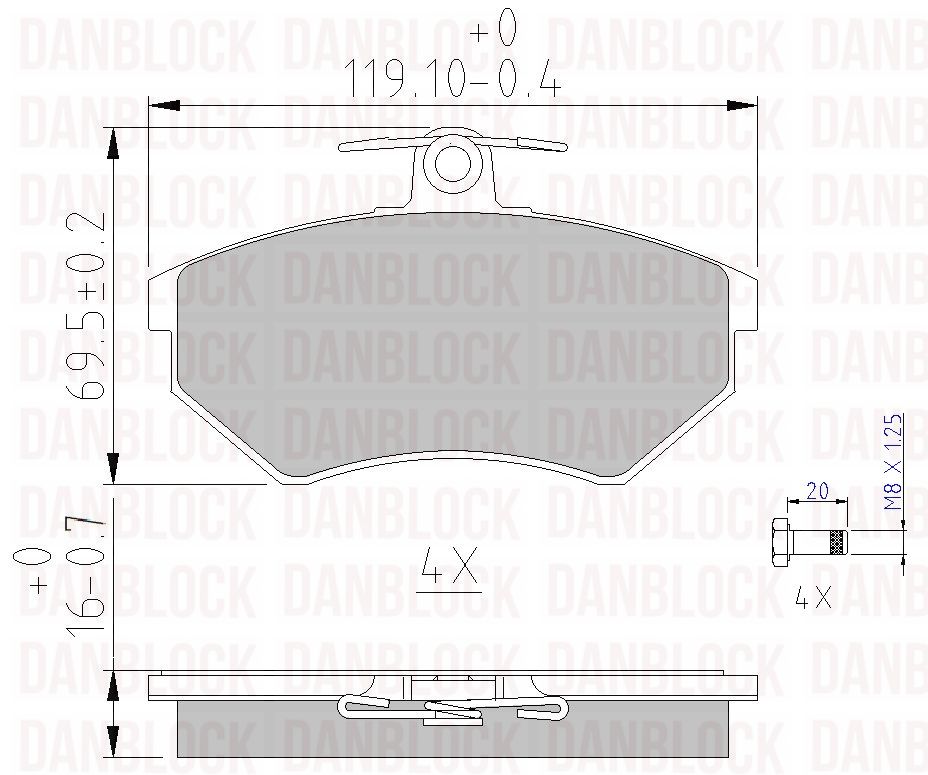 Sada brzdových platničiek kotúčovej brzdy DANBLOCK